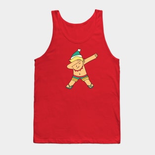 Cute Dabbing Christmas Elf Cartoon Tank Top